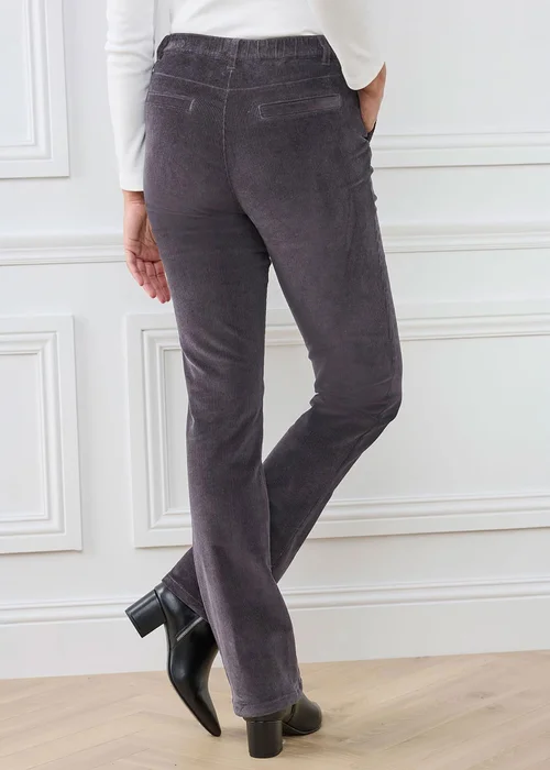 Cotton Traders Storm Grey Straight Leg Stretch Cord Trousers - 12/L27 Image 3