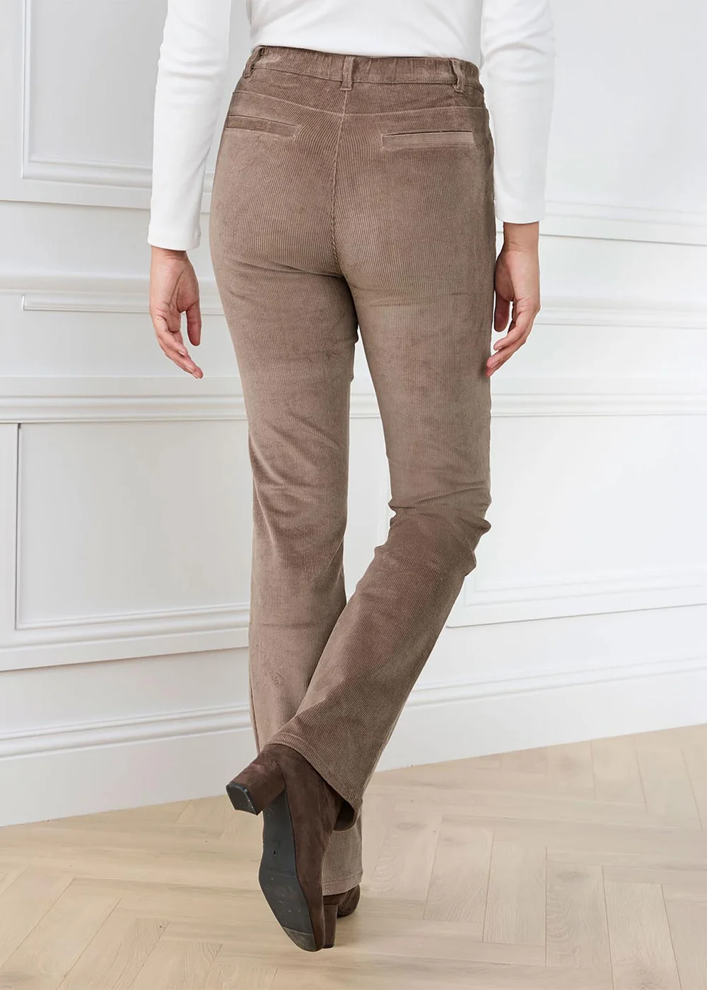 Cotton Traders Light Mocha Straight Leg Stretch Cord Trousers - 22/L27 Image 3