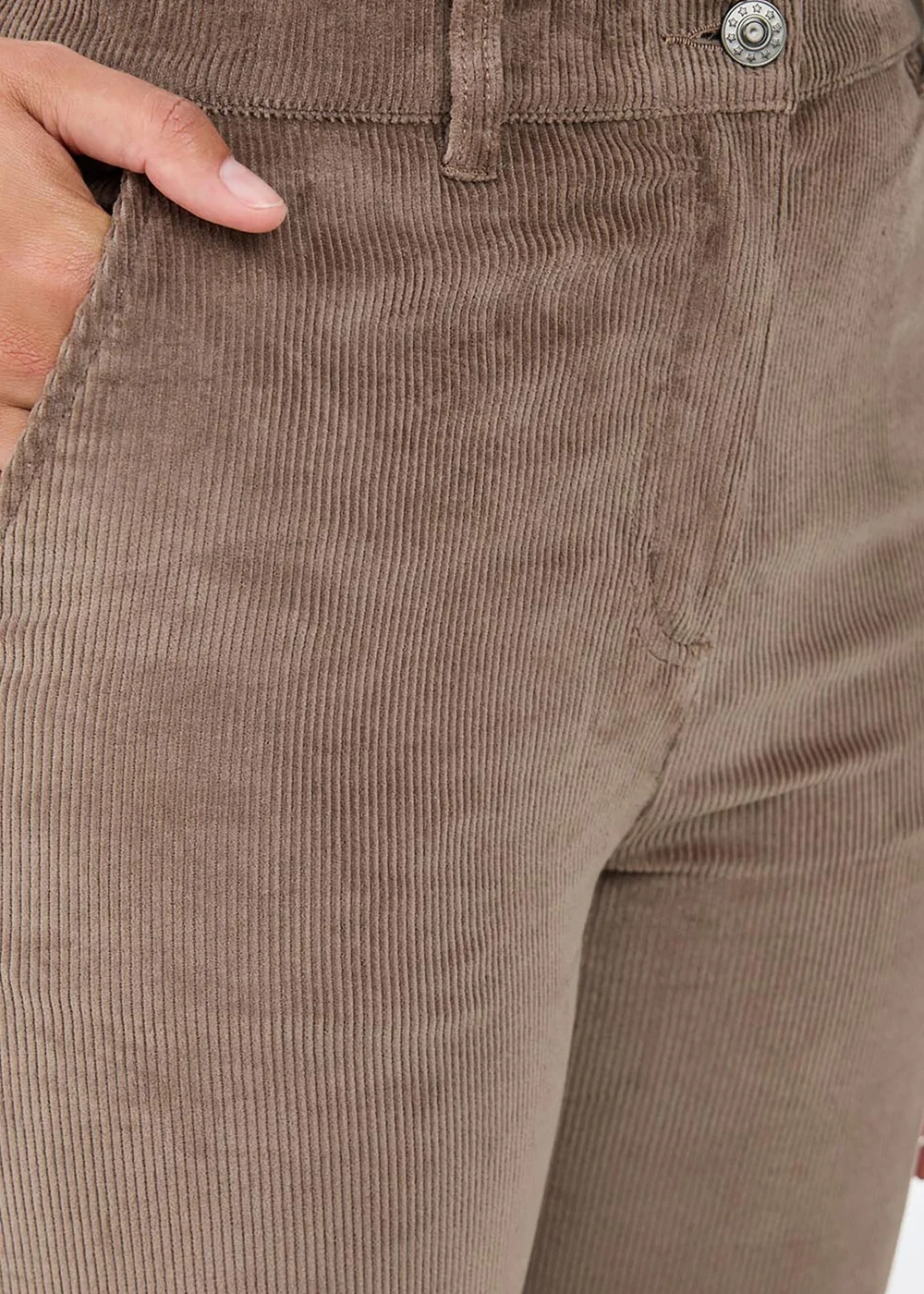 Cotton Traders Light Mocha Straight Leg Stretch Cord Trousers - 22/L27 Image 4