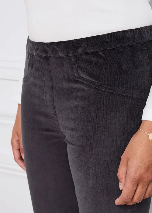 Cotton Traders Storm Grey Pull On Stretch Bootcut Cord Trousers - 22/L27 Image 4