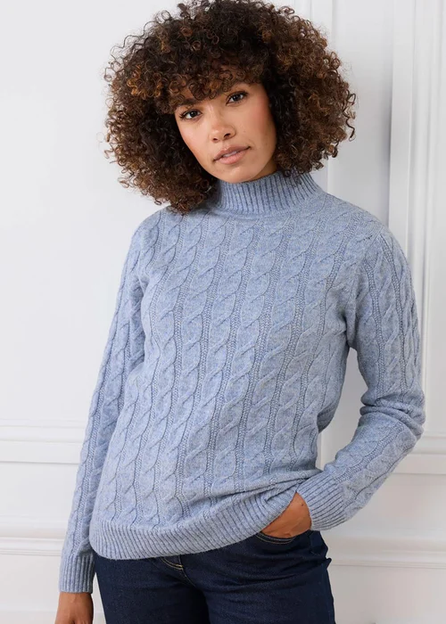 Cotton Traders Winter Sky Cable Turtle Neck Jumper - S Image 1