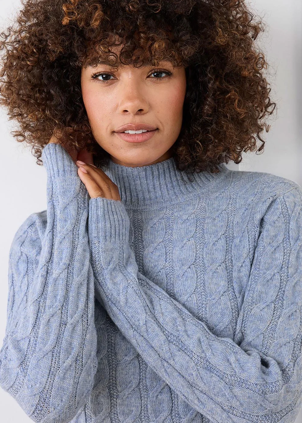 Cotton Traders Winter Sky Cable Turtle Neck Jumper - S Image 3