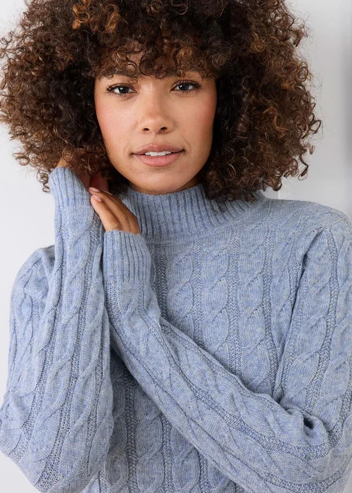 Cotton Traders Winter Sky Cable Turtle Neck Jumper - S Image 3