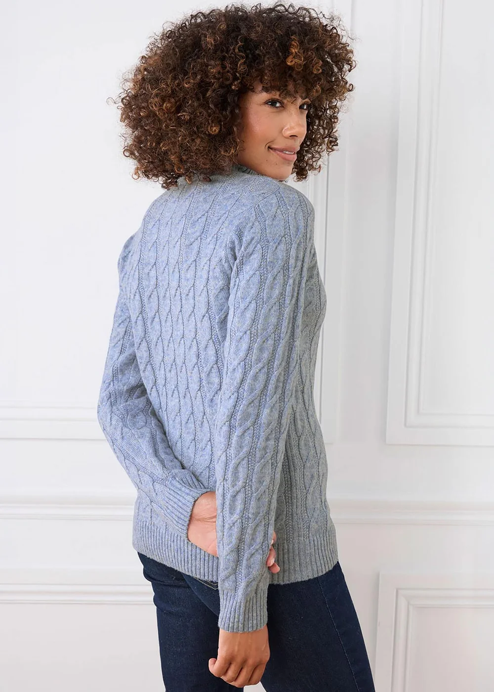 Cotton Traders Winter Sky Cable Turtle Neck Jumper - S Image 2
