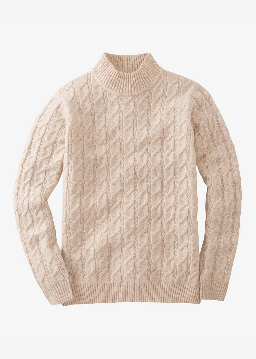 Cotton Traders Oat Cable Turtle Neck Jumper - 2XL Image 4