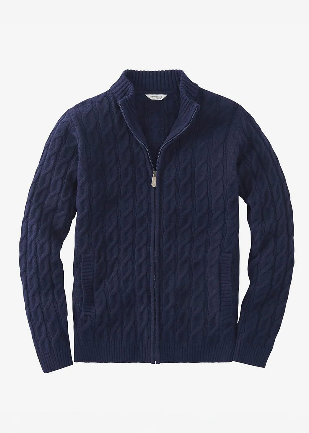Cotton Traders Navy Cable Zip Through Cardigan - XL Image 4