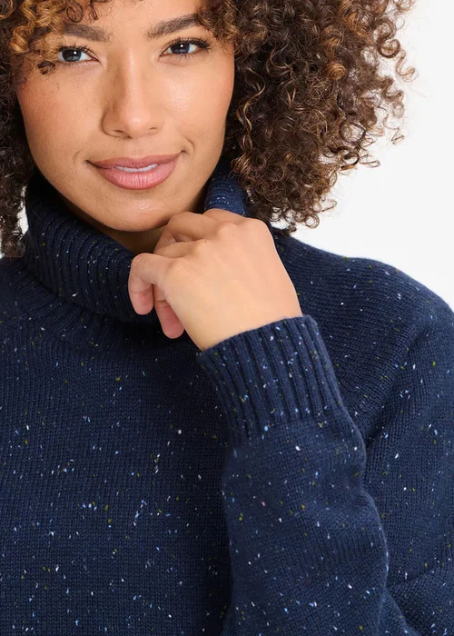 Cotton Traders Dark Sky Flecked Rollneck Jumper - L Image 3
