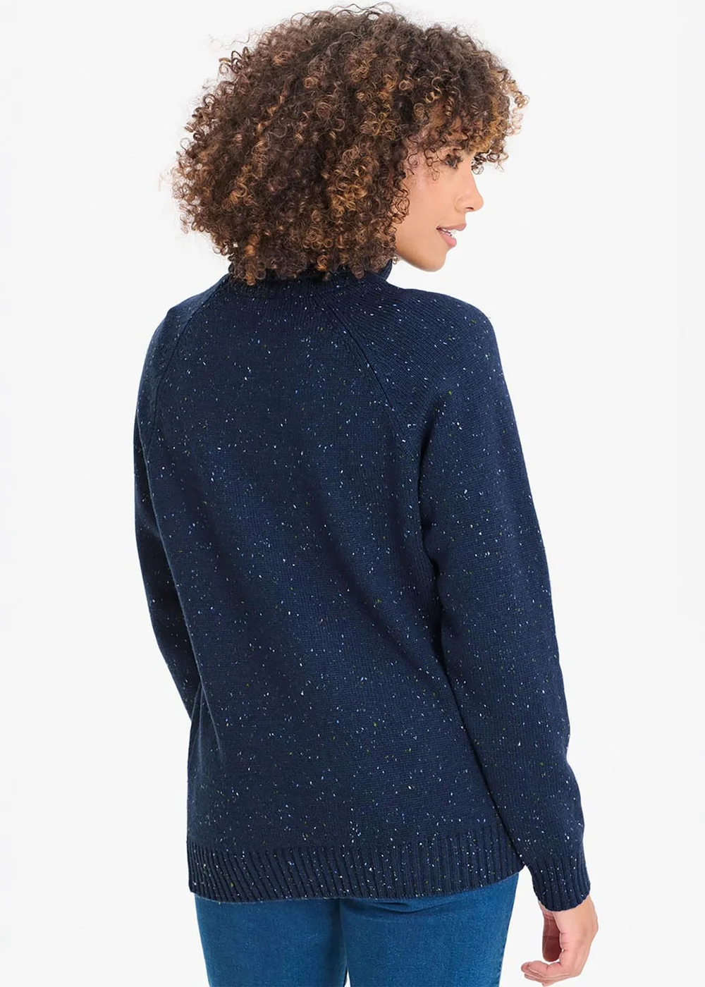 Cotton Traders Dark Sky Flecked Rollneck Jumper - L Image 2