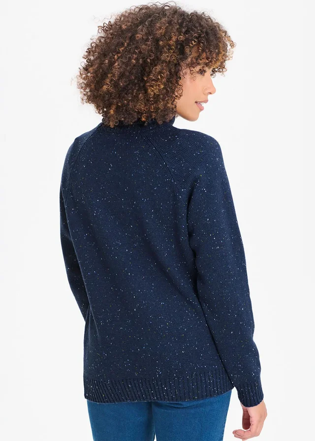 Cotton Traders Dark Sky Flecked Rollneck Jumper