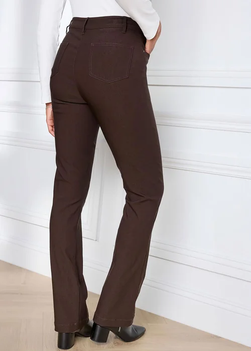 Cotton Traders Dark Chocolate Super Stretchy Bootcut Trousers - 14/L29 Image 3