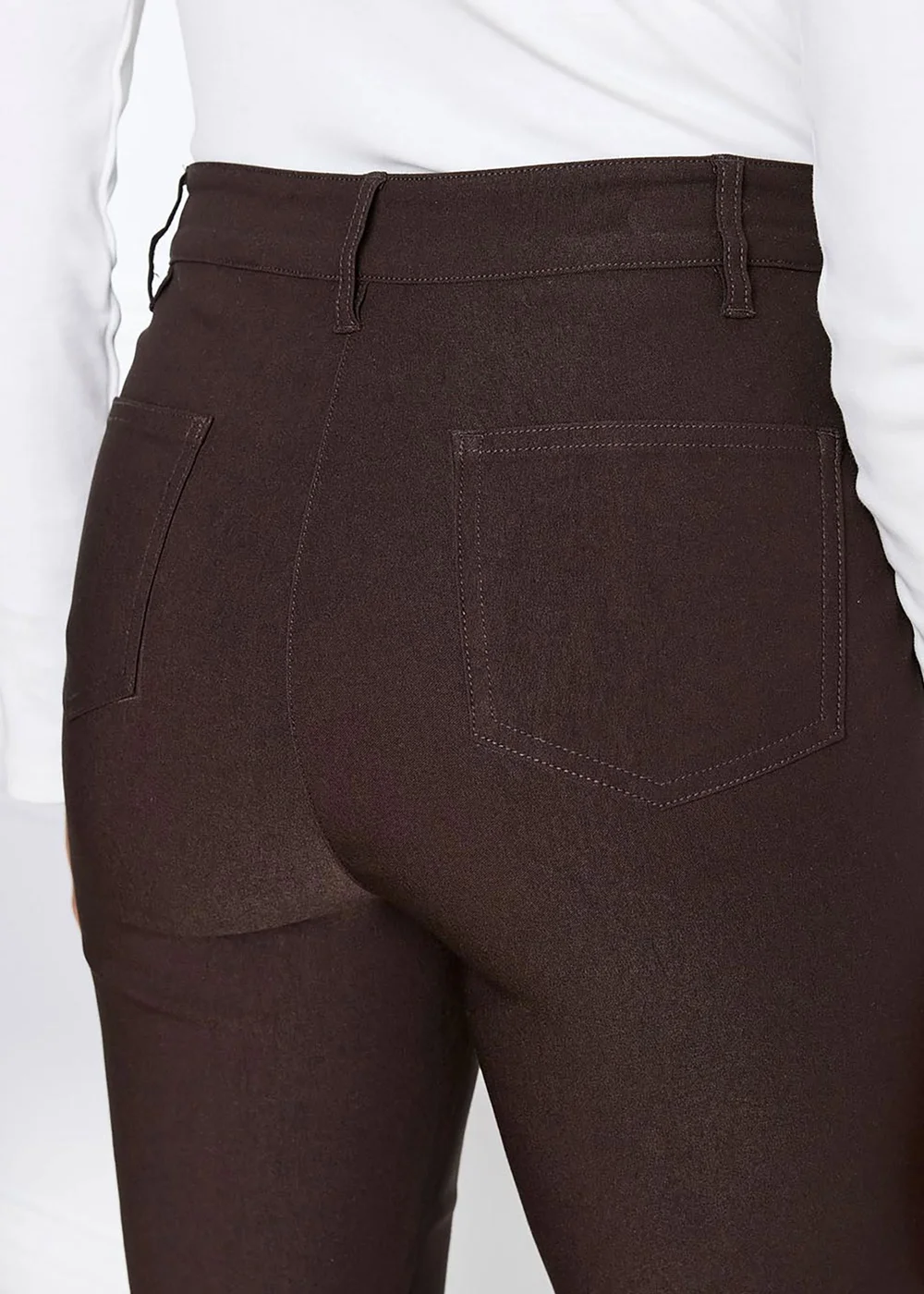 Cotton Traders Dark Chocolate Super Stretchy Bootcut Trousers - 14/L29 Image 4