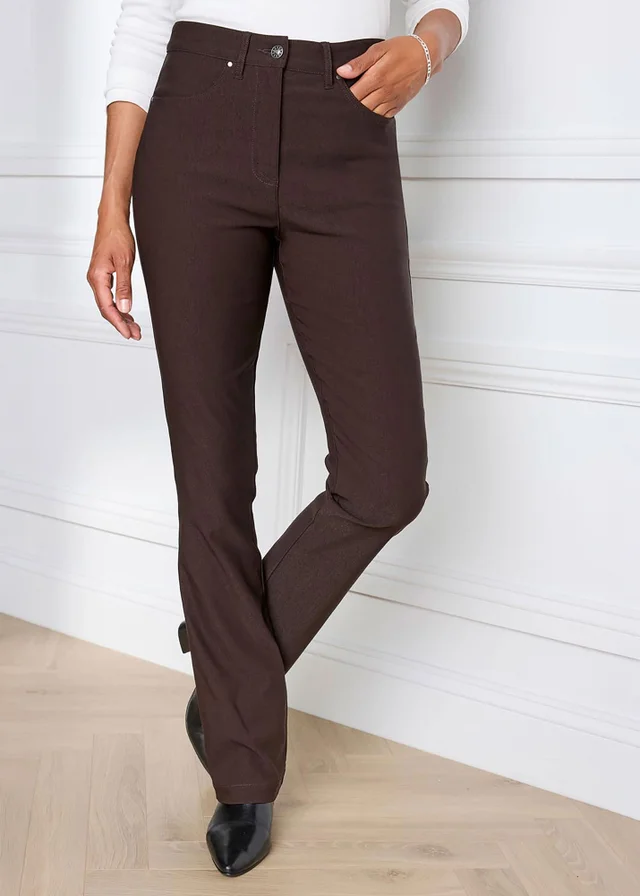 Cotton Traders Dark Chocolate Super Stretchy Bootcut Trousers