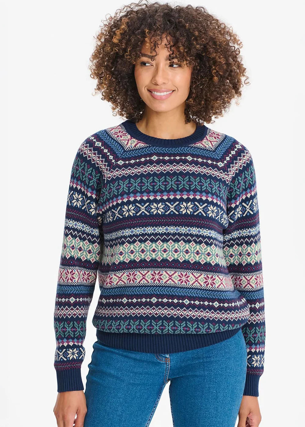 Cotton Traders Dark Sky FairIsle Crew Neck Jumper - 2XL Image 1