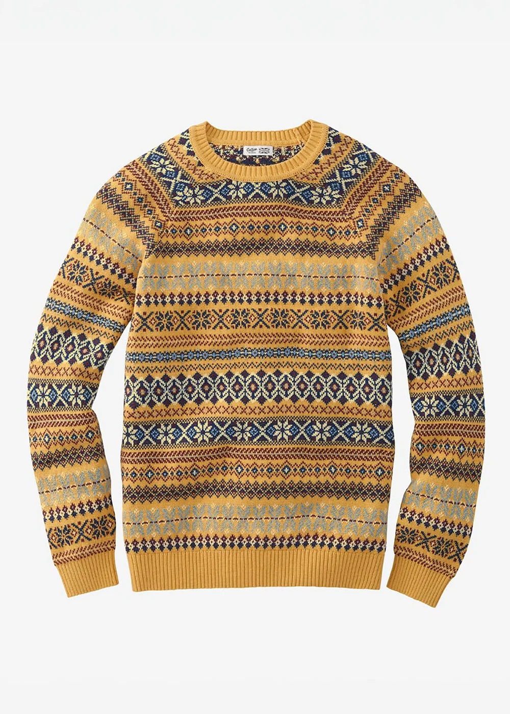 Cotton Traders Gold FairIsle Crew Neck Jumper - 3XL Image 4