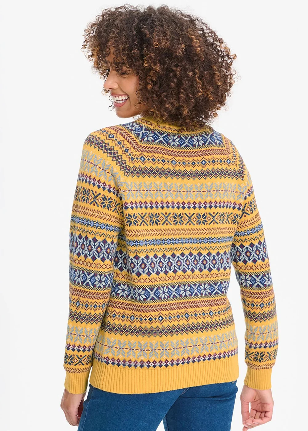 Cotton Traders Gold FairIsle Crew Neck Jumper - 3XL Image 2