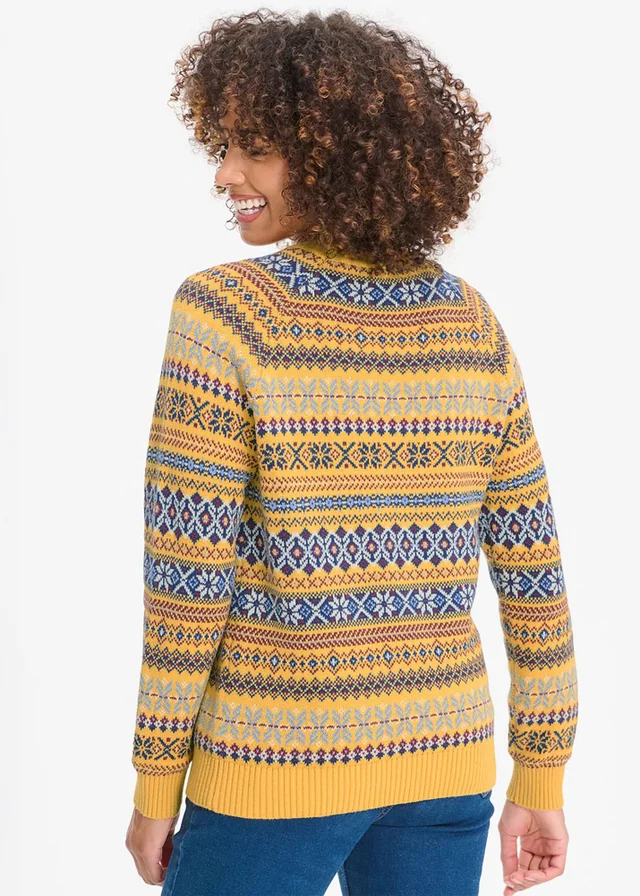 Cotton Traders Gold FairIsle Crew Neck Jumper