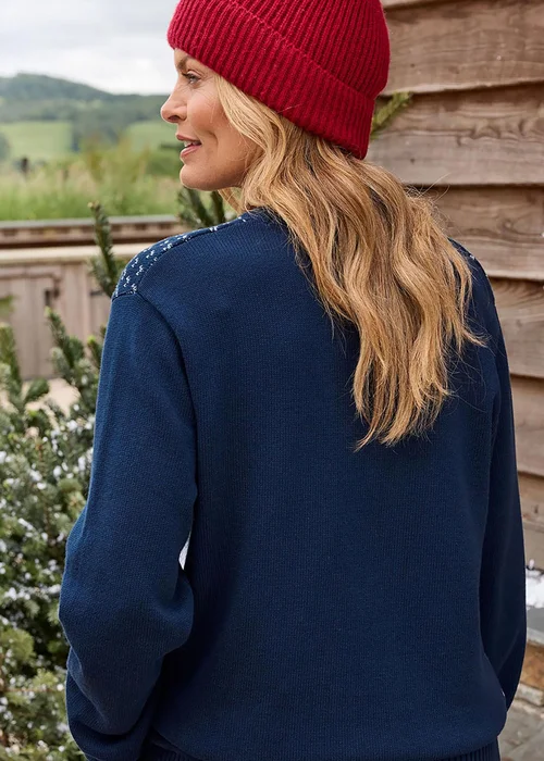 Cotton Traders Navy Cotton Crew Neck Jumper - M Image 2