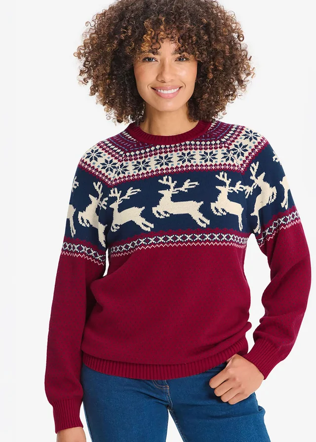 Cotton Traders Red Cotton Crew Neck Jumper