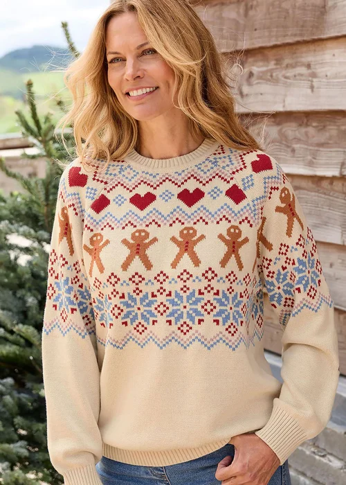 Cotton Traders Warm Cream Cotton Crew Neck Jumper - 3XL Image 1