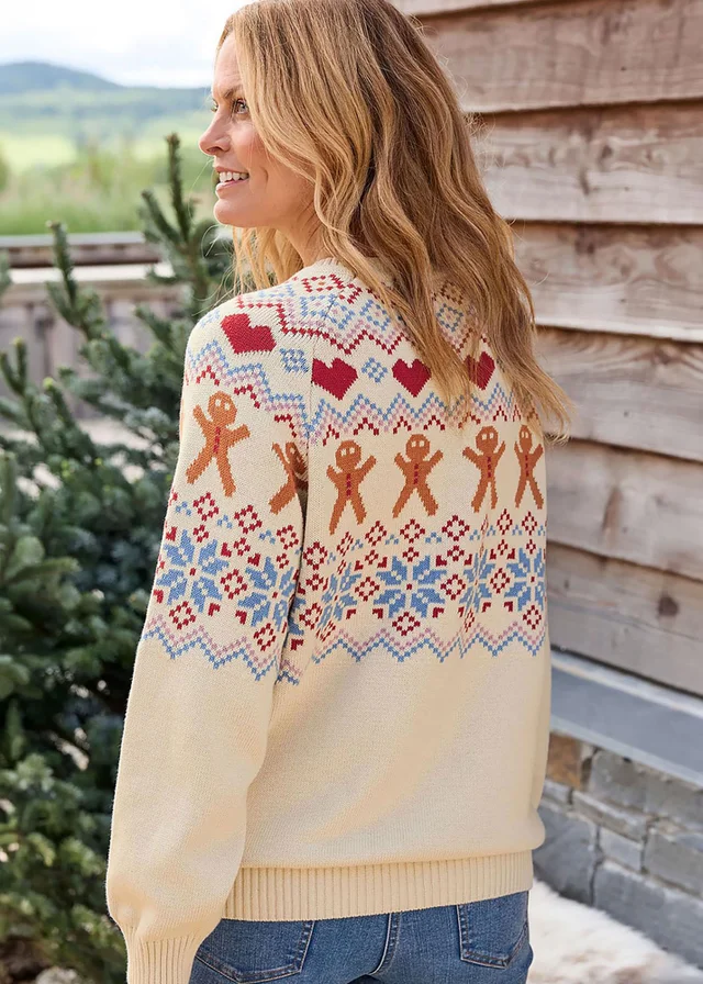 Cotton Traders Warm Cream Cotton Crew Neck Jumper