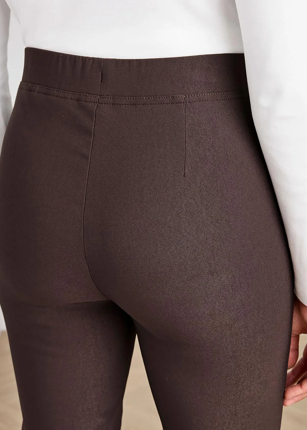 Cotton Traders Chocolate Super Stretchy Straight Leg Pull On Cosy Trousers - 8/L29 Image 4