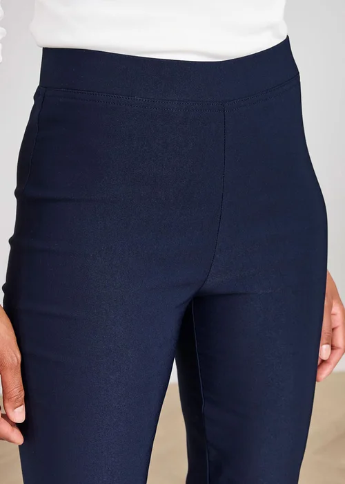 Cotton Traders Navy Super Stretchy Straight Leg Pull On Cosy Trousers - 14/L27 Image 4