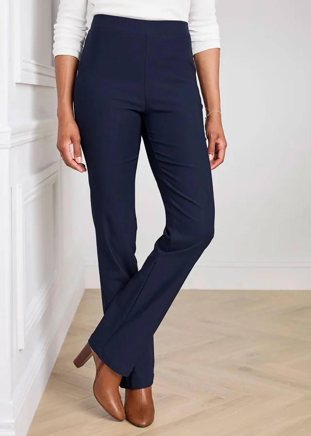 Cotton Traders Navy Super Stretchy Straight Leg Pull On Cosy Trousers