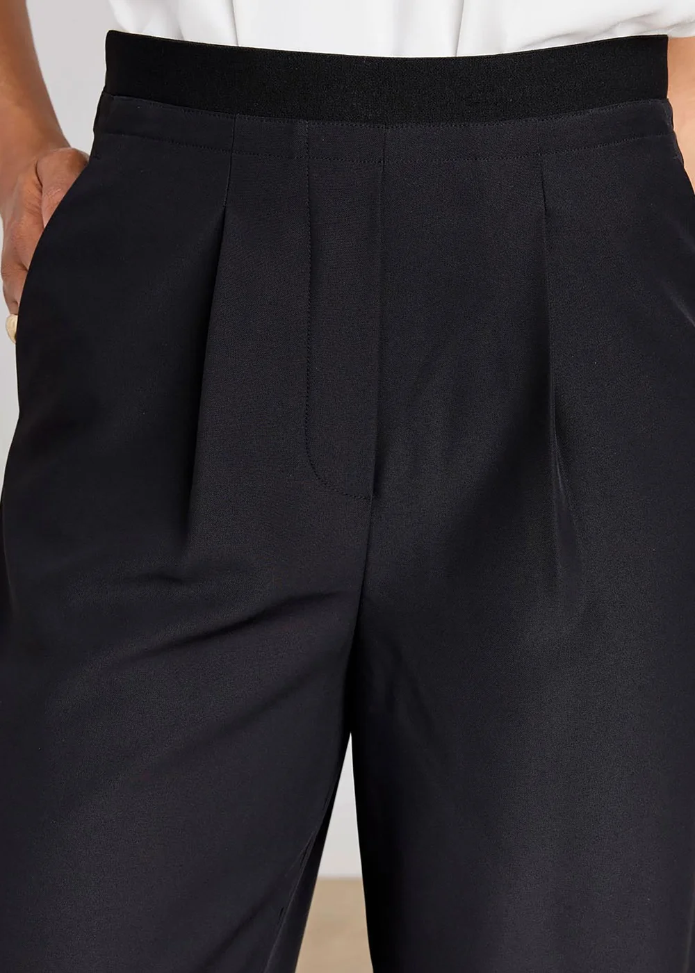 Cotton Traders Black Elasticated Waist Trousers - 14/L29 Image 4