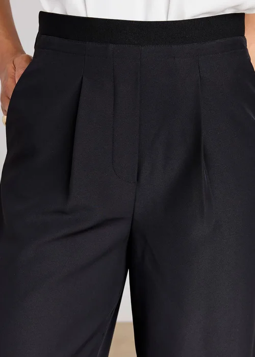 Cotton Traders Black Elasticated Waist Trousers - 14/L29 Image 4