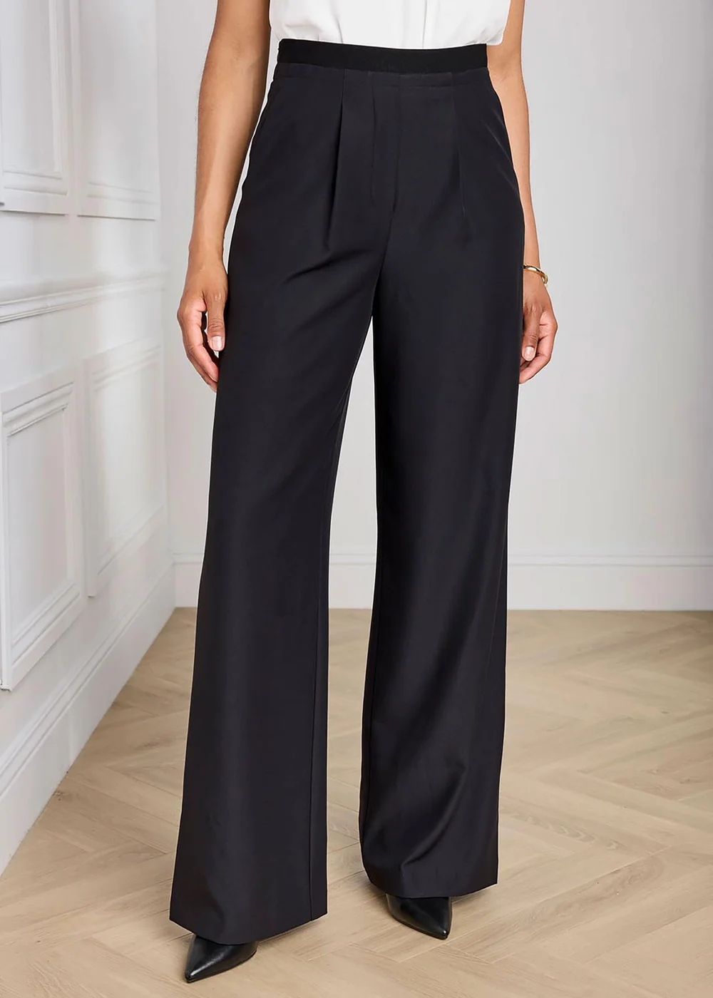 Cotton Traders Black Elasticated Waist Trousers - 14/L29 Image 2