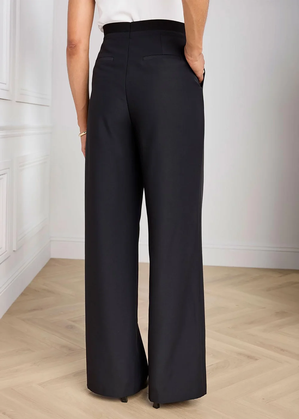 Cotton Traders Black Elasticated Waist Trousers - 14/L29 Image 3
