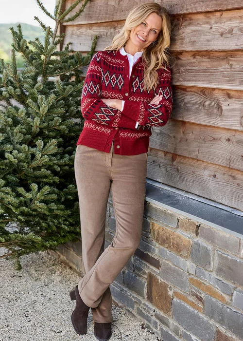 Cotton Traders Cherry Fair Isle Cardigan - 10 Image 1