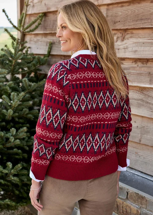 Cotton Traders Cherry Fair Isle Cardigan - 10 Image 3