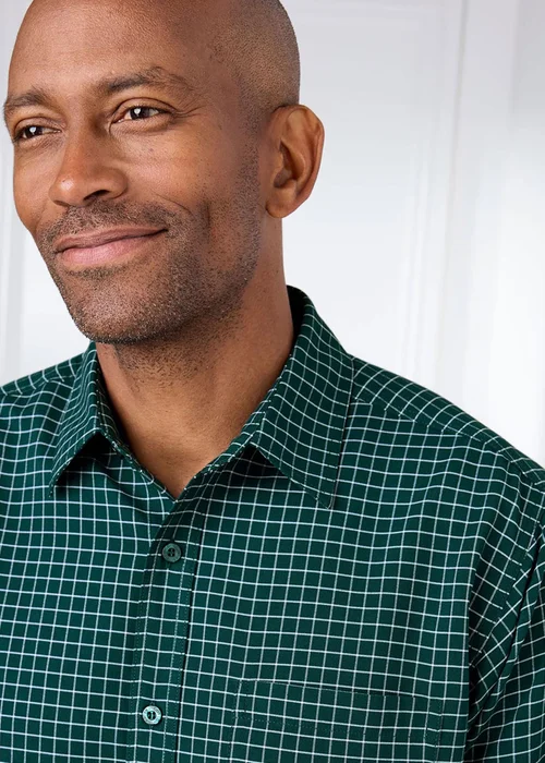 Cotton Traders Dark Green Soft Touch Long Sleeve Check Shirt - 5XL Image 4