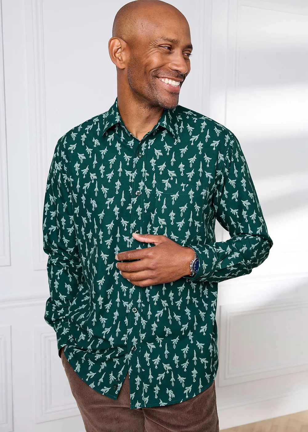 Cotton Traders Dark Teal Long Sleeve Soft Touch Christmas Print Shirt - 3XL Image 2