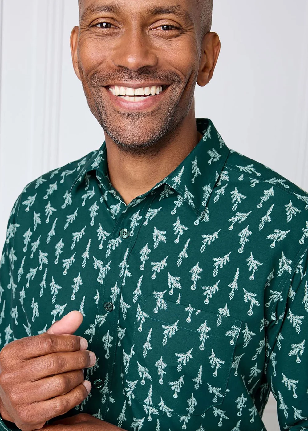 Cotton Traders Dark Teal Long Sleeve Soft Touch Christmas Print Shirt - 3XL Image 4
