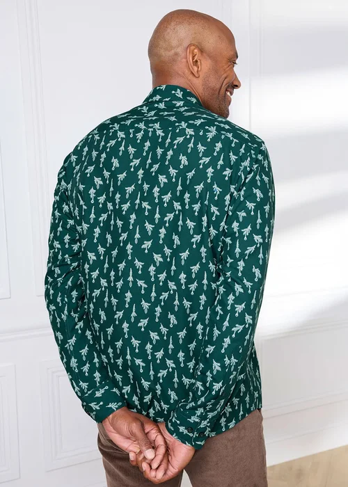 Cotton Traders Dark Teal Long Sleeve Soft Touch Christmas Print Shirt - 3XL Image 3