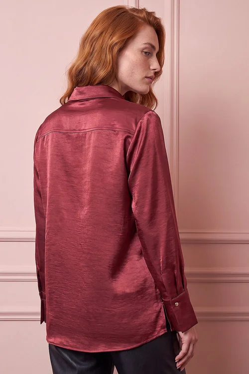 Roman Metallic Satin Long Sleeve Shirt - 20 Image 4