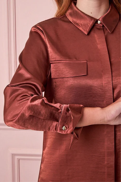 Roman Metallic Satin Long Sleeve Shirt - 20 Image 3