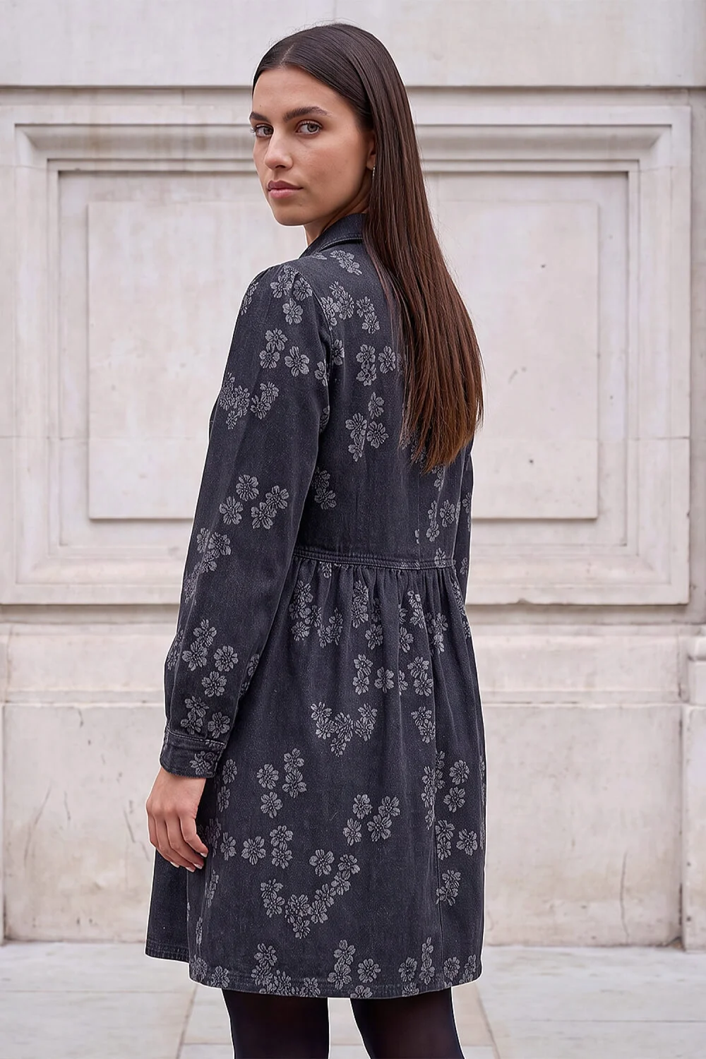 Roman Black Denim Jacquard Dress - 16 Image 3