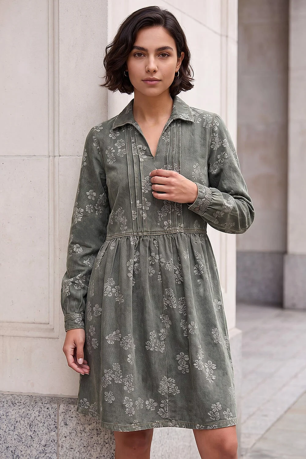 Roman Green Denim Jacquard Dress - 20 Image 1