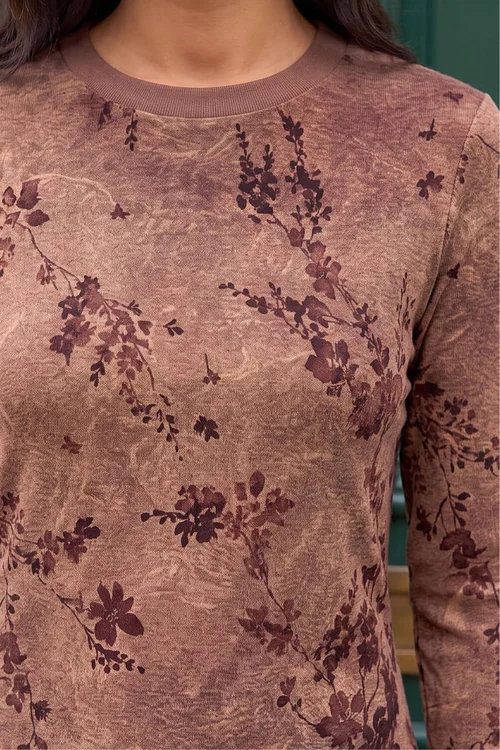 Roman Chocolate Floral Flocked Midi Dress - 14 Image 4