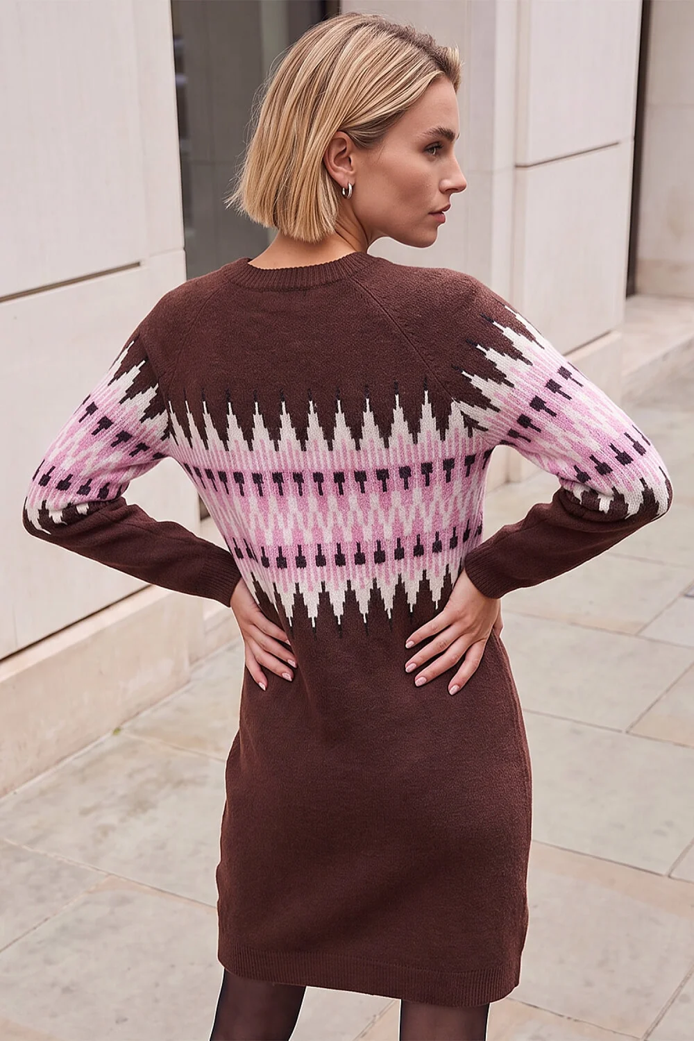 Roman Chocolate Fairisle Knit Jumper Dress - 10 Image 3