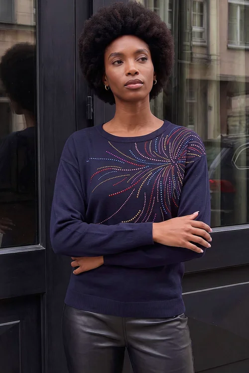 Roman Navy Sparkly Knit Jumper - 16 Image 3