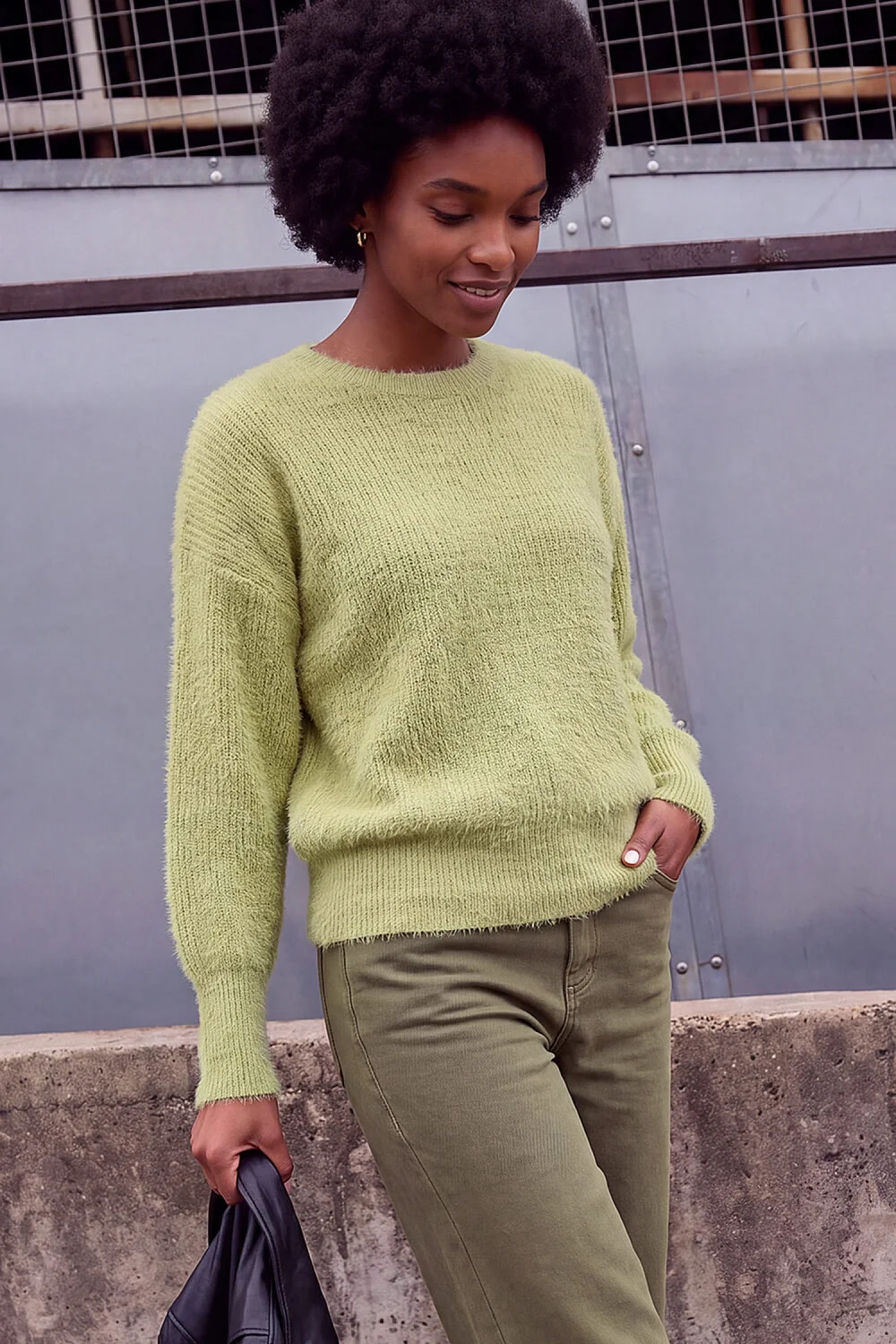 Roman Lime Fluffy Crew Knit Jumper - 14 Image 2