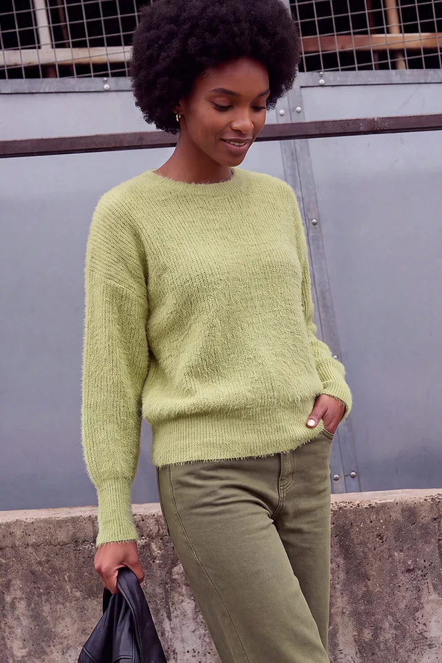 Roman Lime Fluffy Crew Knit Jumper