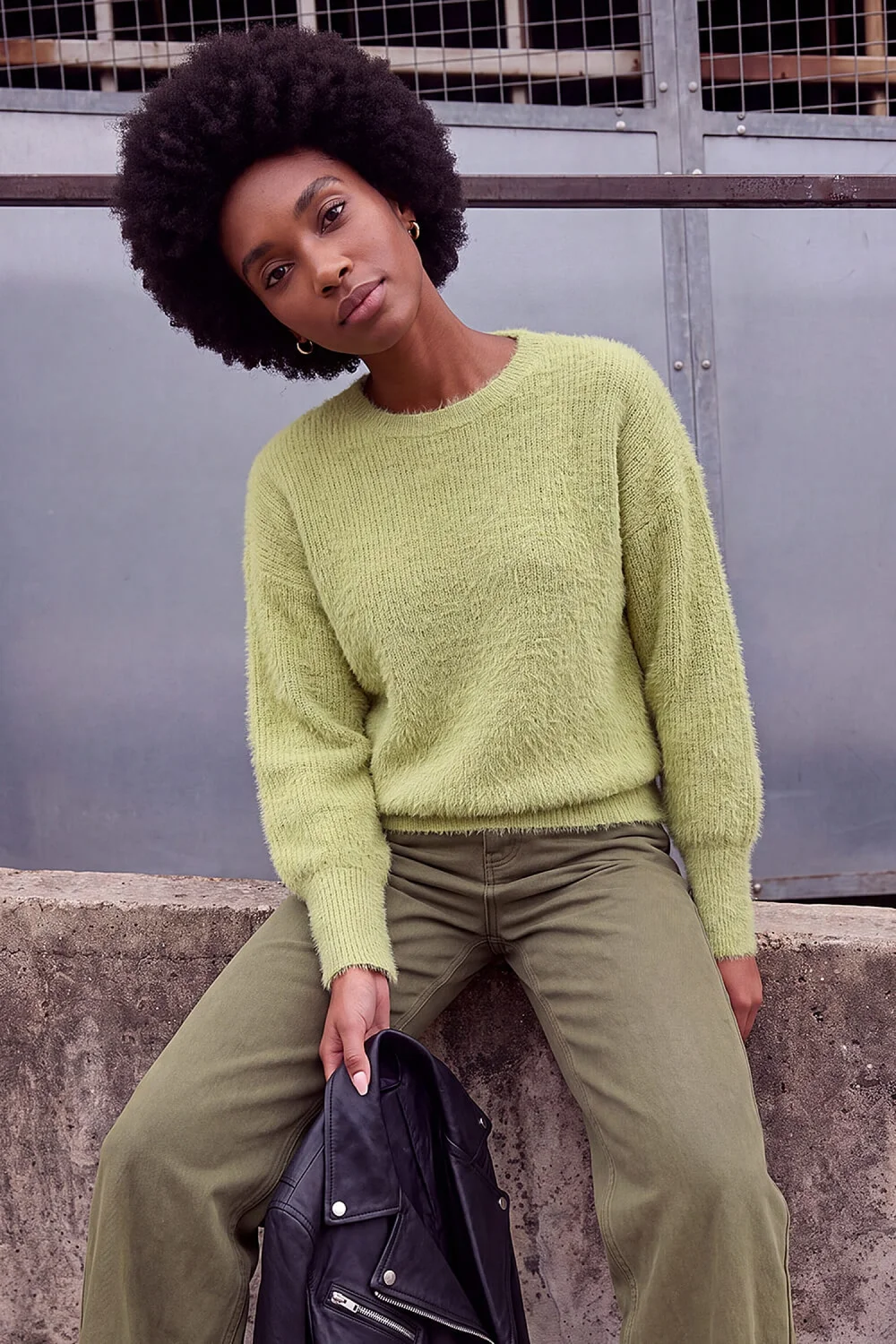 Roman Lime Fluffy Crew Knit Jumper - 14 Image 1