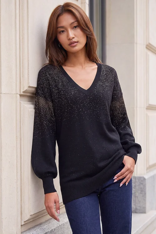 Roman Black Metallic Boyfriend Jumper - 20 Image 1