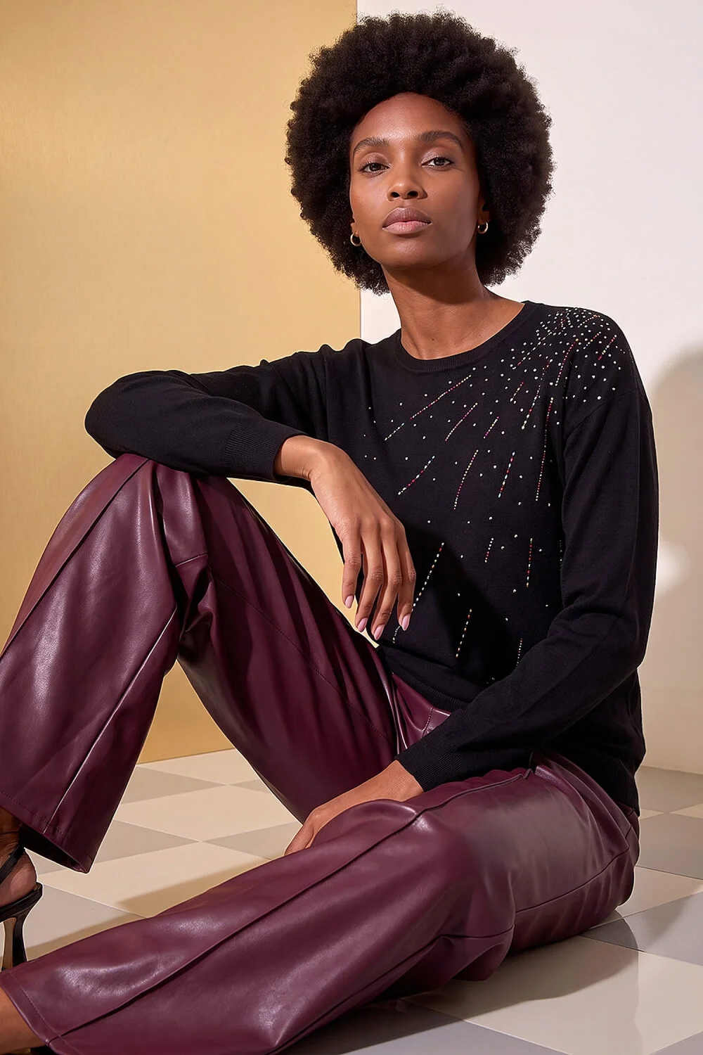 Roman Black Diamante Scatter Knit Jumper - 18 Image 3