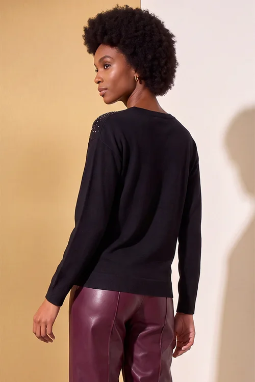 Roman Black Diamante Scatter Knit Jumper - 18 Image 4